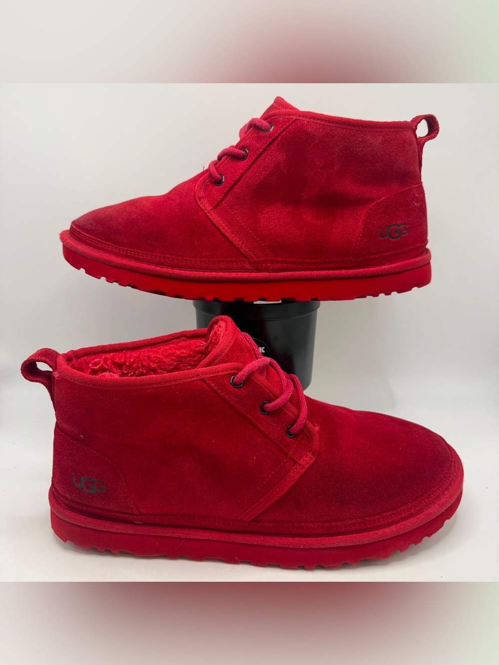 UGG Neumel Red Suede Chukka Boots Men’s Size 12 Shearling Lined